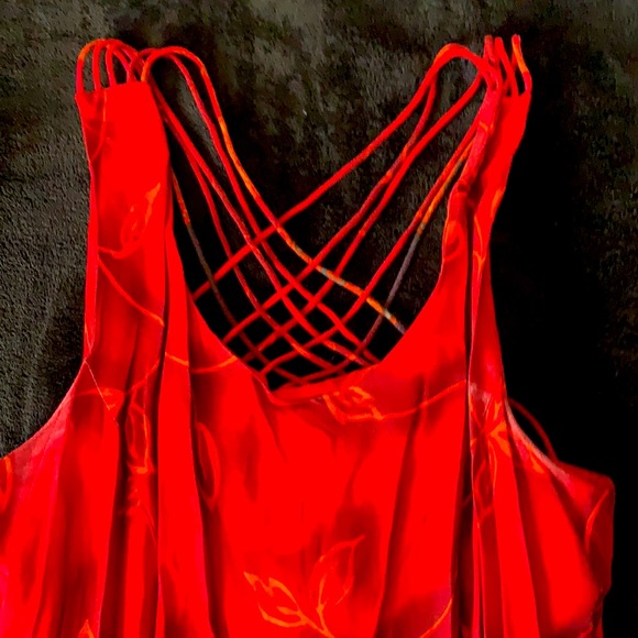 DJI Vintage Red with Orange Multi Long Dress - Picture 3 of 6